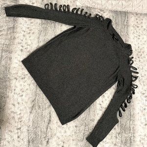 Gray Gunmetal Distressed Vintage Sweater